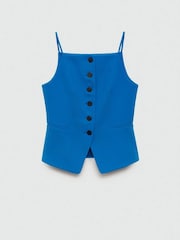 Mango Blue Waistcoat with Buttons - Image 6 of 7