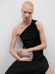 Mango Black Asymmetrical Dress With Draped Details - Image 4 of 7