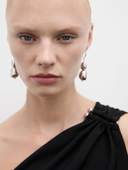 Mango Black Asymmetrical Dress With Draped Details - Image 5 of 7