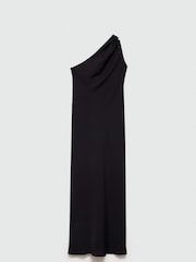 Mango Black Asymmetrical Dress With Draped Details - Image 6 of 7