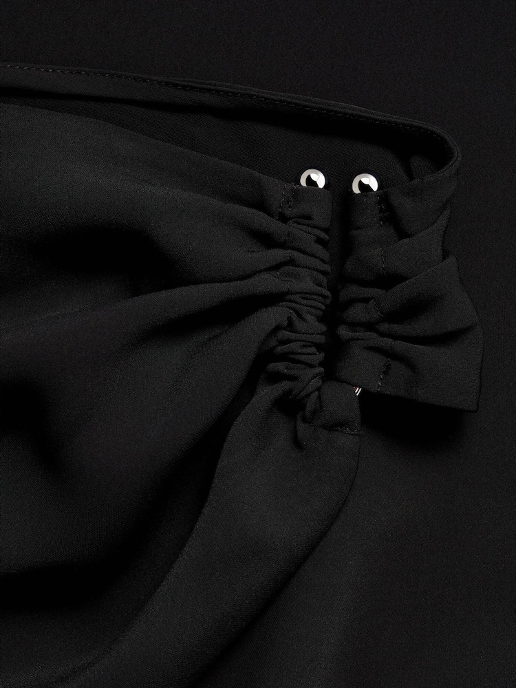 Mango Black Asymmetrical Dress With Draped Details - Image 7 of 7