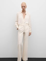Mango Cream Satin Finish Flowy Shirt - Image 1 of 6