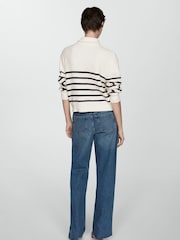 Mango Cream Striped 1/4 Zip Knitted Jumper - Image 2 of 6