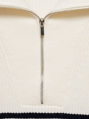 Mango Cream Striped 1/4 Zip Knitted Jumper - Image 6 of 6