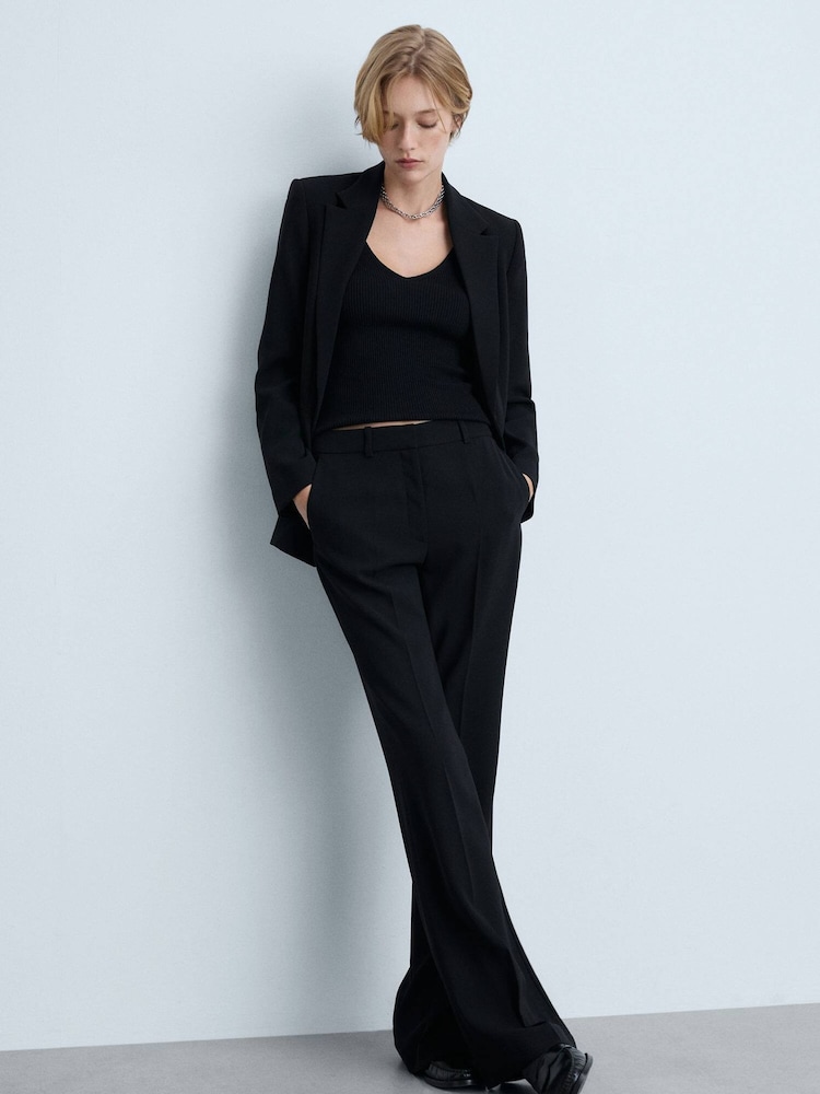 Mango Black Wide Leg Suit Tailored Suit Trousers - Image 1 of 4