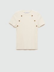 Mango Cream Short Sleeved Ribbed Sweater With Buttons - Image 6 of 7