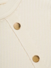 Mango Cream Short Sleeved Ribbed Sweater With Buttons - Image 7 of 7