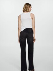 Mango Black Danila Medium Rise Wide Leg 100% Cotton Jeans - Image 3 of 7