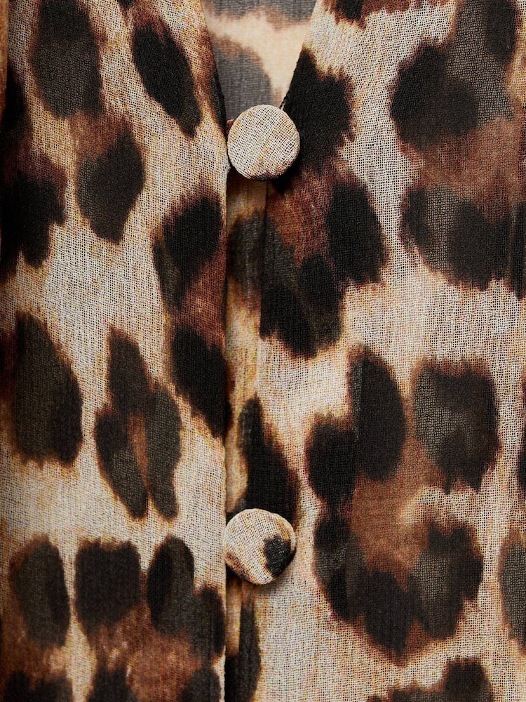 Mango Brown Leopard Print Blouse With Collar and Bow - Image 7 of 7 Mango Brown Leopard Print Blouse With Collar and Bow - Image 7 of 7