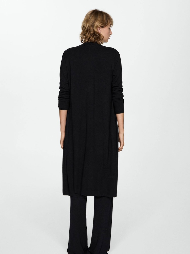 Mango Black Fine Knit Long Cardigan - Image 2 of 6 Mango Black Fine Knit Long Cardigan - Image 2 of 6