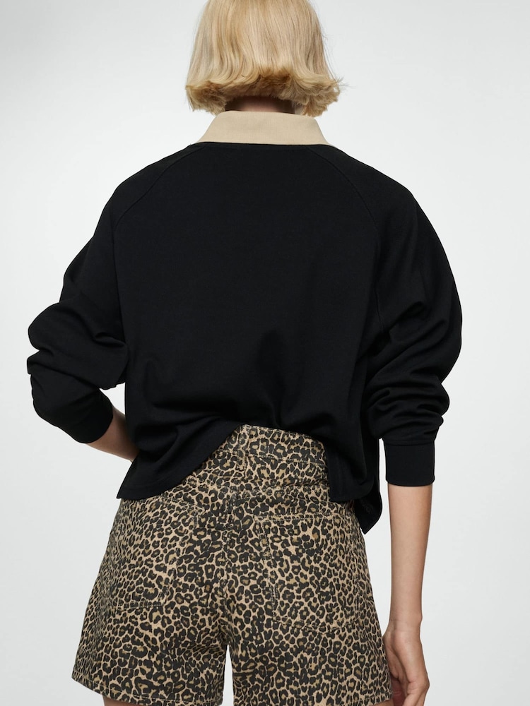 Mango Brown Leopard Print Straight 100% Cotton Shorts - Image 2 of 6