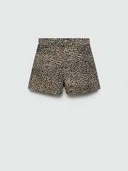 Mango Brown Leopard Print Straight 100% Cotton Shorts - Image 5 of 6