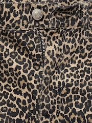 Mango Brown Leopard Print Straight 100% Cotton Shorts - Image 6 of 6