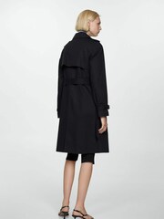Mango Black Classic Trench 100% Cotton Coat With Belt - Image 2 of 7
