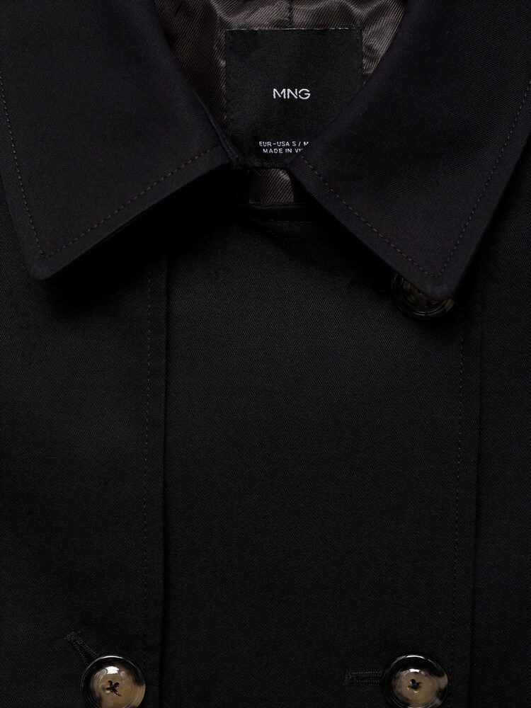Mango Black Classic Trench 100% Cotton Coat With Belt - Image 7 of 7