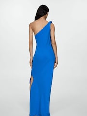 Mango Blue One Shoulder Maxi Dress With Split - Image 2 of 6
