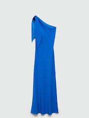 Mango Blue One Shoulder Maxi Dress With Split - Image 5 of 6