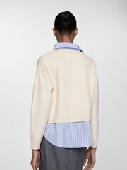 Mango Cream Combined Shirt Sweater - Image 2 of 6