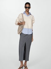 Mango Cream Combined Shirt Sweater - Image 3 of 6