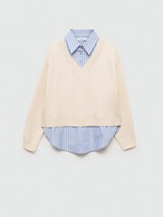 Mango Cream Combined Shirt Sweater - Image 5 of 6