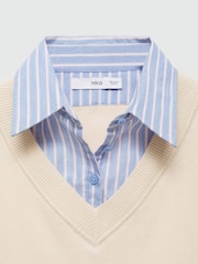 Mango Cream Combined Shirt Sweater - Image 6 of 6