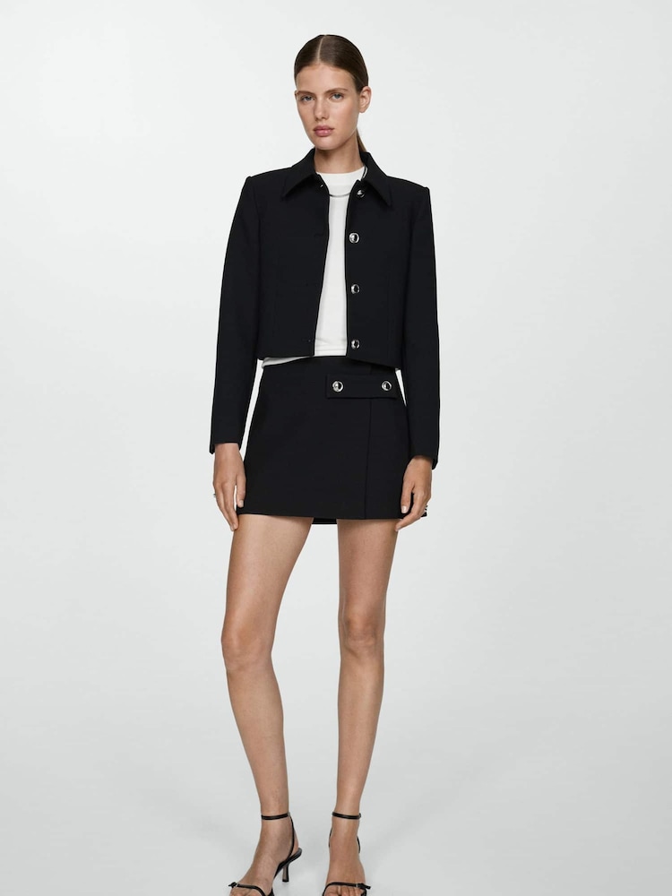 Mango Black Tailored Cropped Jacket - Image 2 of 7 Mango Black Tailored Cropped Jacket - Image 2 of 7