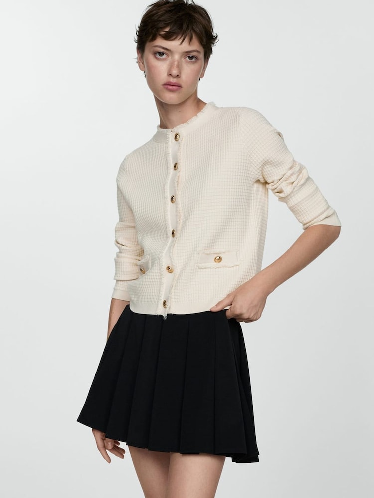 Mango Cream Gold Button Cardigan - Image 1 of 6