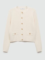 Mango Cream Gold Button Cardigan - Image 5 of 6