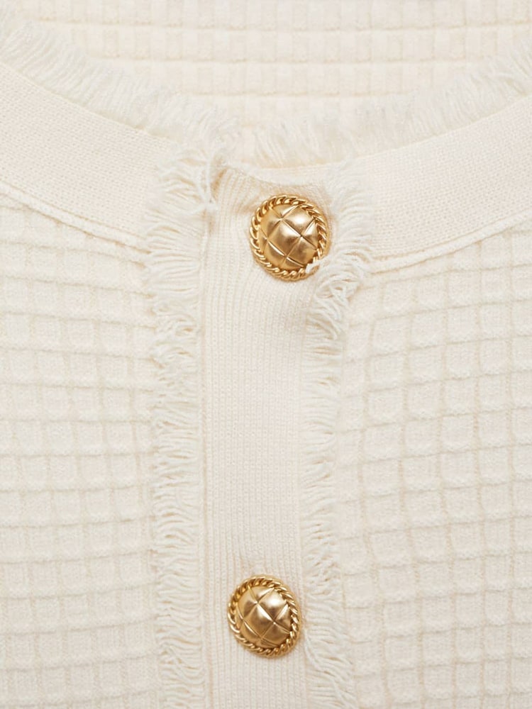 Mango Cream Gold Button Cardigan - Image 6 of 6