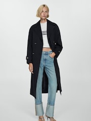 Mango Black Double-Breasted Trench Coat - Image 1 of 6