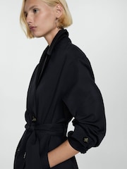 Mango Black Double-Breasted Trench Coat - Image 4 of 6