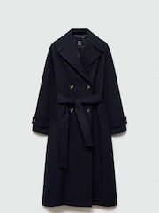 Mango Black Double-Breasted Trench Coat - Image 5 of 6
