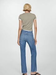 Mango Blue Matilda Mid Rise Straight Leg 100% Cotton Jeans - Image 2 of 7