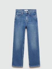 Mango Blue Matilda Mid Rise Straight Leg 100% Cotton Jeans - Image 6 of 7