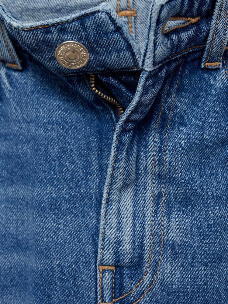 Mango Blue Matilda Mid Rise Straight Leg 100% Cotton Jeans - Image 7 of 7