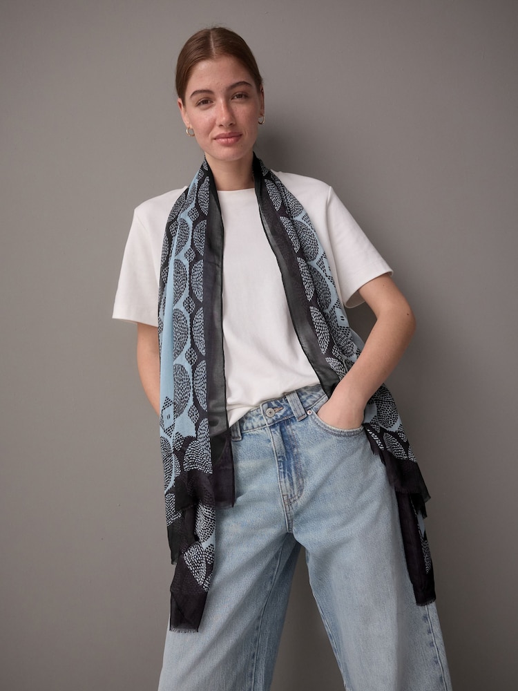 Blue Polka Lightweight Containing Silk Scarf - Image 2 of 10