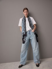 Blue Polka Lightweight Containing Silk Scarf - Image 3 of 10