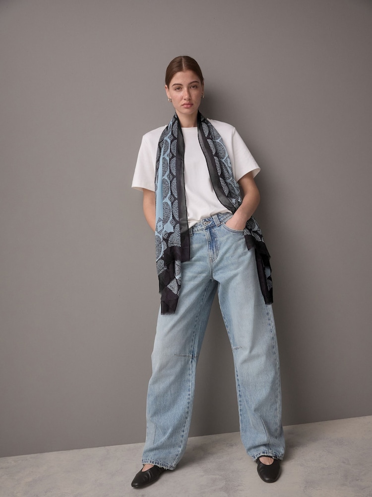 Blue Polka Lightweight Containing Silk Scarf - Image 3 of 10