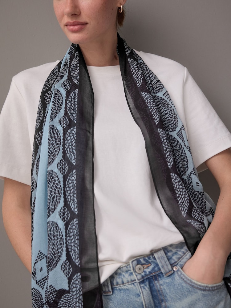 Blue Polka Lightweight Containing Silk Scarf - Image 4 of 10