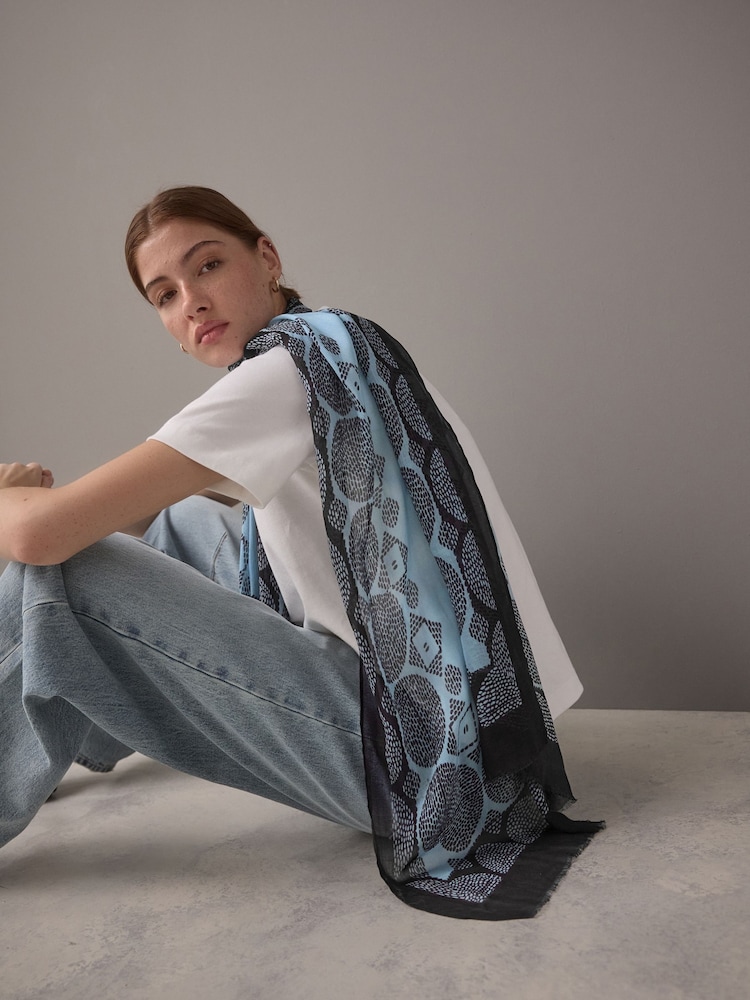 Blue Polka Lightweight Containing Silk Scarf - Image 5 of 10