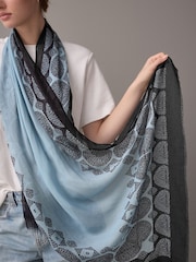 Blue Polka Lightweight Containing Silk Scarf - Image 6 of 10