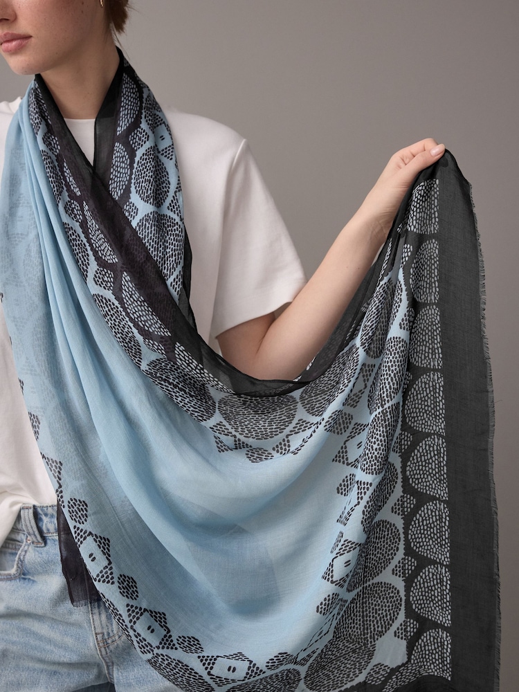 Blue Polka Lightweight Containing Silk Scarf - Image 6 of 10