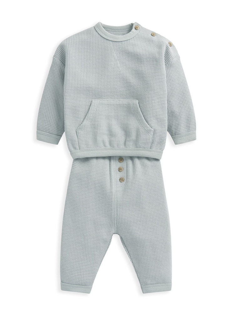 Mamas & Papas Blue Waffle Jumper & Legging Set - Image 2 of 3
