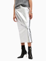 Allsaints Silver Renai Pencil Skirt - Image 4 of 9