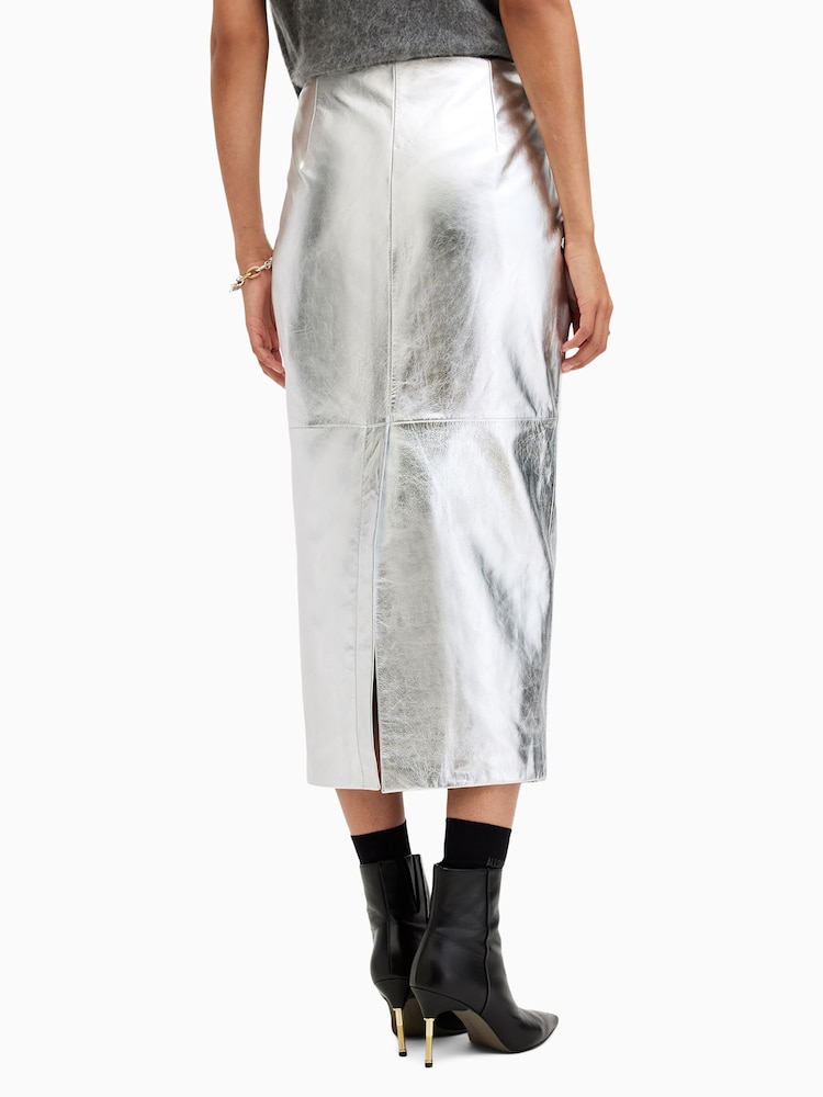 Allsaints Silver Renai Pencil Skirt - Image 7 of 9