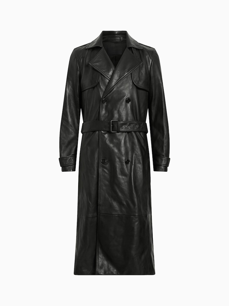AllSaints Black Neo Trench Coat - Image 6 of 6