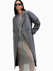 AllSaints Grey Paulah Coat - Image 1 of 7