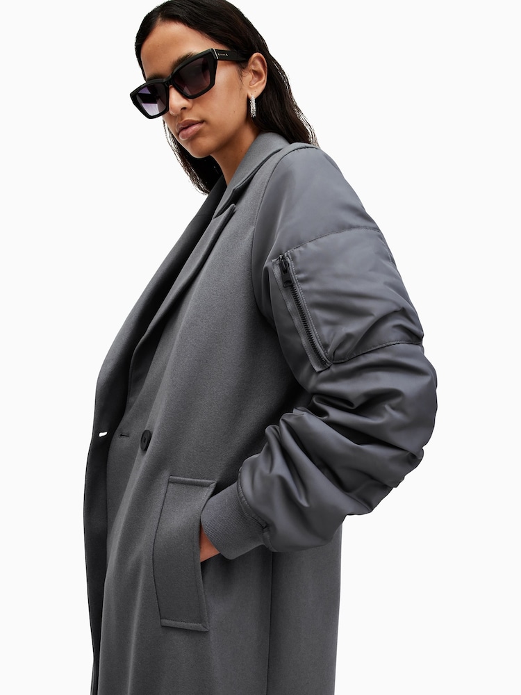 AllSaints Grey Paulah Coat - Image 2 of 7