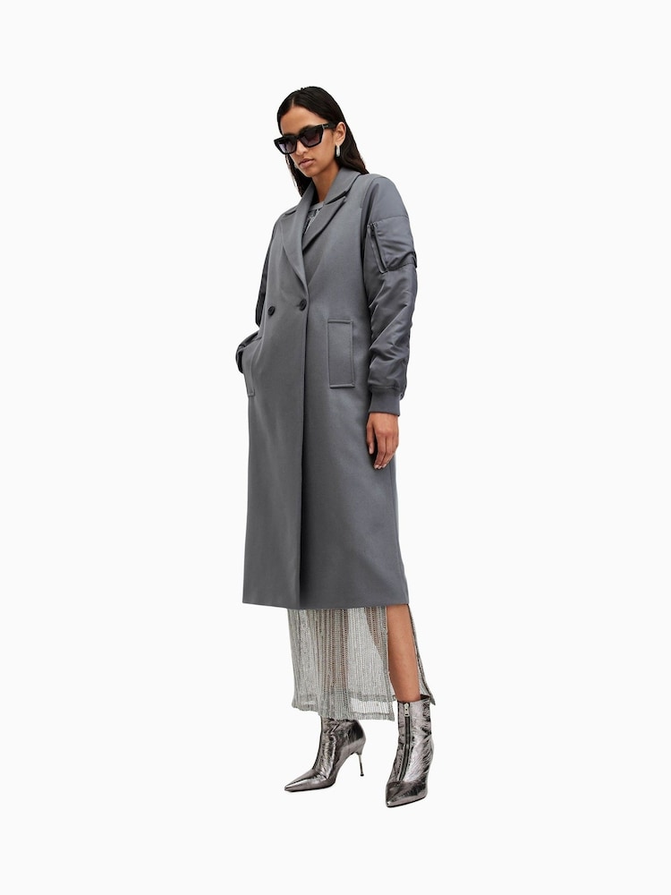 AllSaints Grey Paulah Coat - Image 5 of 7