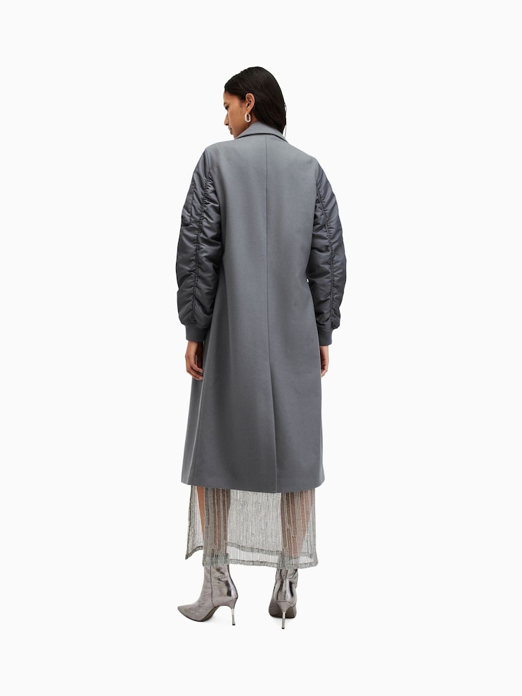 AllSaints Grey Paulah Coat - Image 6 of 7